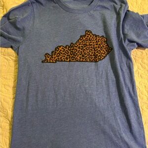 Blue Women’s Shirt with Leopard Print Design